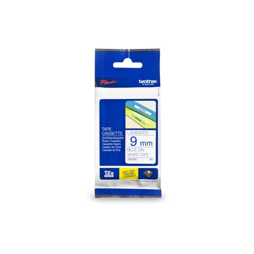 Brother Genuine TZe223 Blue on White Laminated Tape for P-touch Label Makers, 9 mm wide x 8 m long
