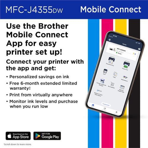 Brother INKvestment MFC-J4355DW Wireless Color Inkjet All-in-One Printer with 1.8” Color Display and Manual Feed Slot