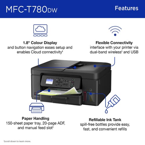 Brother INKvestment Tank MFC-T780DW Wireless Colour Inkjet All-in-One with Duplex Printing and Up to 3 Years of In-Box Ink