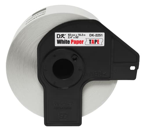 Brother DK-2251 Continuous Paper Tape - 2.4 in x 50 ft (62 mm x 15.2 m) Black/Red on White