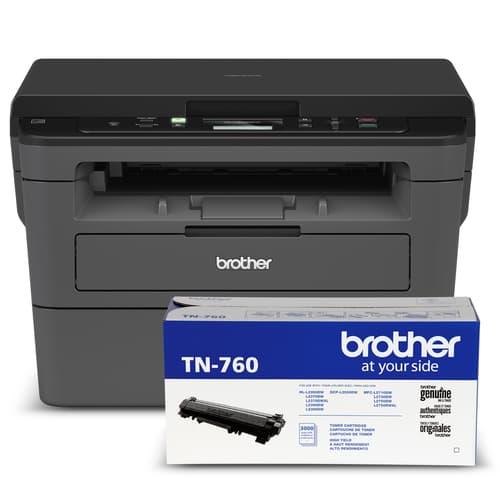 Brother HL-L2390DW Monochrome Laser Multifunction Bundle with TN760  High-Yield Black Toner Cartridge