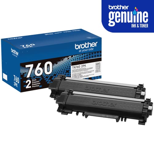 Brother Genuine TN760 2PK High-Yield Black Toner Cartridge Multipack