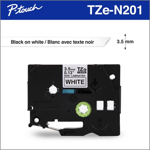 Brother Genuine TZeN201 Black on White Non-Laminated Super-Narrow 