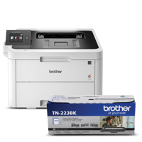 Brother R3270TN223BUND Refurbished Digital Colour Printer Bundle with Starter Toner and TN223BK Standard-Yield Black Laser Toner Cartridge