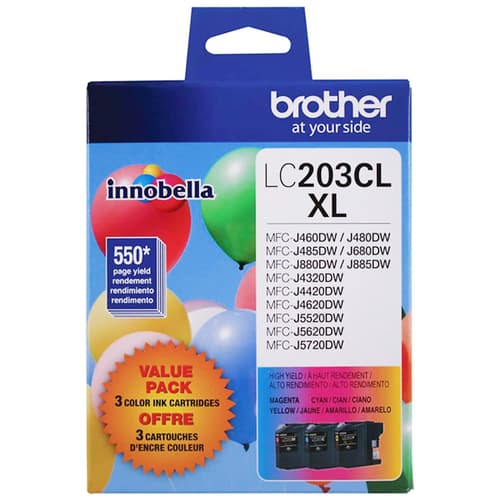 Brother LC2033PKS 3-Pack of Innobella Colour Ink Cartridges (1 each of Cyan, Magenta, Yellow), High Yield (XL Series)