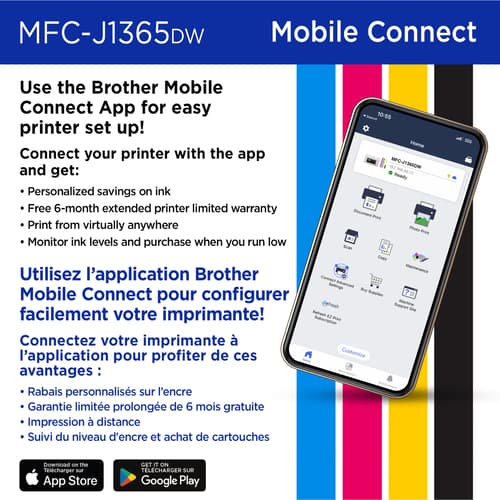 Brother INKvestment MFC-J1365DW Wireless Colour Inkjet All-in-One Printer with Auto Duplex Printing and 1.8” Colour Display