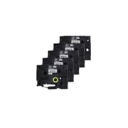 Brother HGE2415 Pack Black on White HGe 18 mm Tape with Standard Adhesive, 8 m   5-pack
