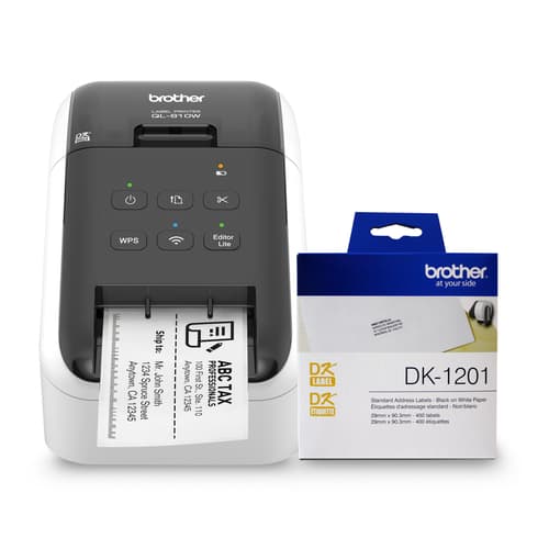 Brother R810DK1201BUND Refurbished QL810W Wireless, Easy-to-Use Label Printer and DK1201 Standard Address Paper Label Bundle