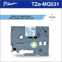 Brother Genuine TZeMQ531 Black Print on Pastel Blue Tape for P-touch Label Makers, 12 mm wide x 5 m long