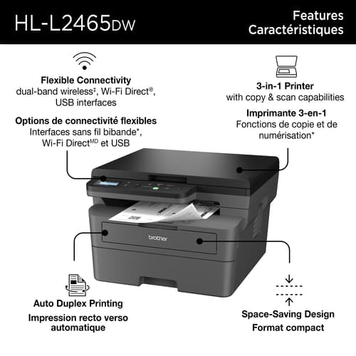 Brother HL-L2465DW Wireless Compact Monochrome Multifunction Laser Printer with Refresh Subscription Option