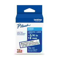Brother Genuine TZe-141 Black on Clear Laminated Tape for TZe-compatible P-touch Label Makers, 18 mm wide x 8 m long