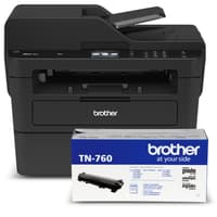 Refurbished Brother RMFC-L2750DW Compact Monochrome Laser Multifunction Bundle with TN760 High-Yield Black Laser Toner Cartridge