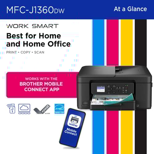 Brother Work Smart MFC-J1360DW Wireless Colour Inkjet All-in-One Printer with Automatic Duplex Printing and 1.8” Colour Display