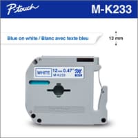 Brother Genuine MK233 Blue on White Non-Laminated 12 mm  Tape for P-touch label makers