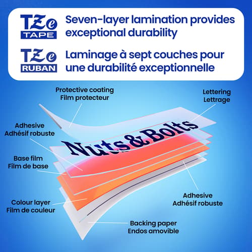 Brother Genuine TZe-FX251G Black on White Flexible ID Laminated Tape for P-touch Label Makers, 24 mm wide x 8 m long