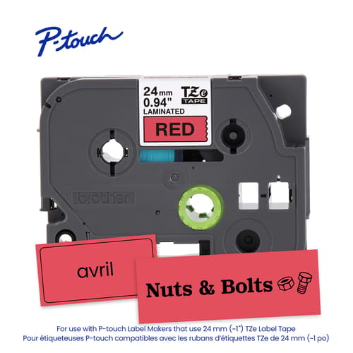 Brother Genuine TZe-451G Black on Red Laminated Tape for TZe-compatible P-touch Label Makers, 24 mm wide x 8 m long