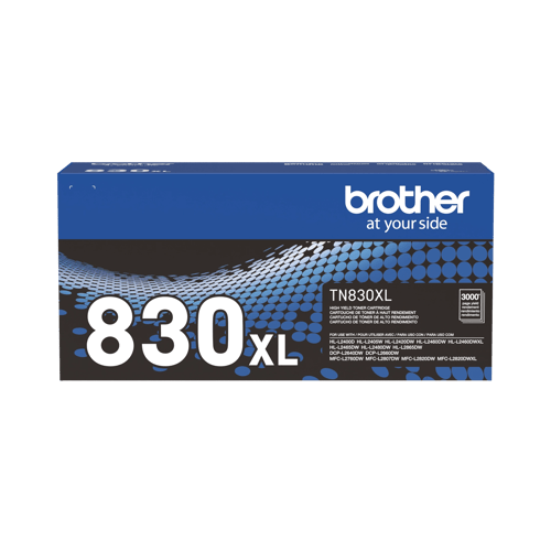 Brother Genuine TN830XL High Yield Black Toner Cartridge for up to 3,000 Pages