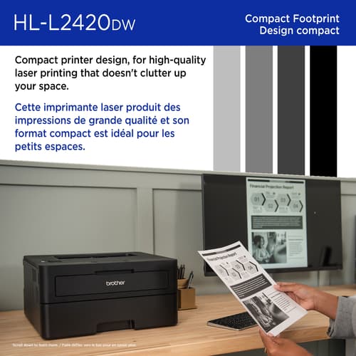 Brother Wireless HL-L2420DW Compact Monochrome Laser Printer, Duplex and Mobile Printing