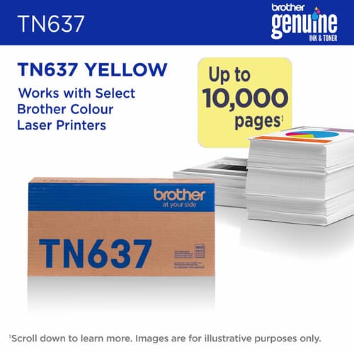 Brother Genuine TN637Y Ultra High Yield Yellow Toner Cartridge