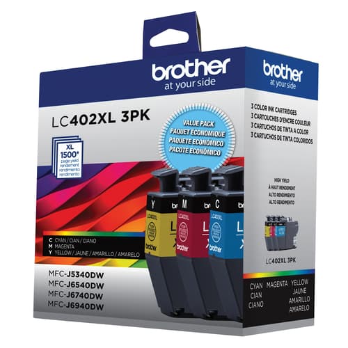 Brother Genuine LC402XL3PKS 3-Pack of High Yield Colour Ink Cartridges