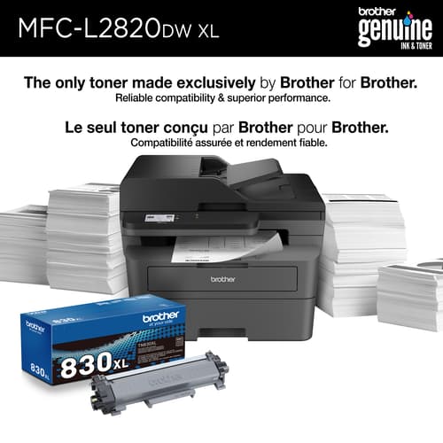 Brother MFC-L2820DWXL Business-Ready Monochrome All-in-One Laser Printer with Print, Copy and Scan, Mobile Printing, 4,200 Prints In-box with Refresh Subscription Option
