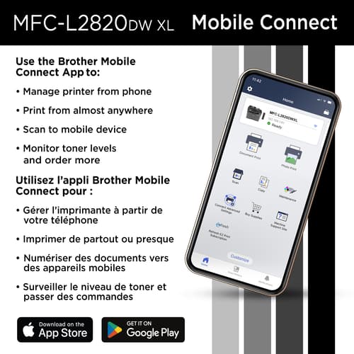 Brother MFC-L2820DWXL Business-Ready Monochrome All-in-One Laser Printer with Print, Copy and Scan, Mobile Printing, 4,200 Prints In-box with Refresh Subscription Option