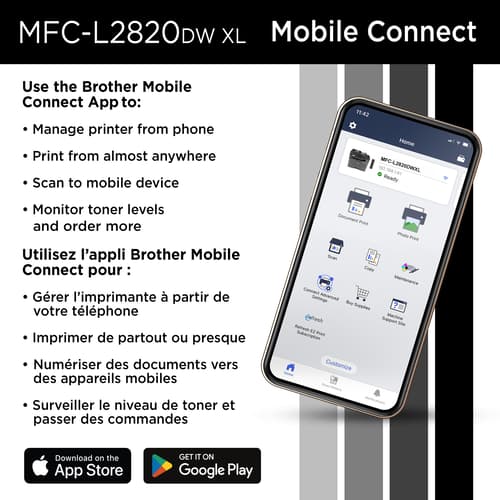 Brother MFC-L2820DWXL Business-Ready Monochrome Multifunction Laser Printer with Print, Copy and Scan, Mobile Printing, 4,200 Prints In-box and Available Toner Subscription