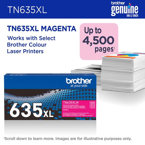 Brother Genuine TN635XLM High Yield Magenta Toner Cartridge