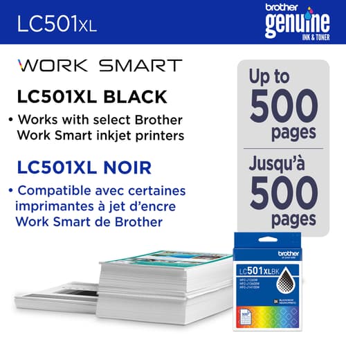 Brother Genuine LC501XLBKS High Yield Black Ink Cartridge