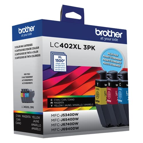 Brother Genuine LC402XL3PKS 3-Pack of High Yield Colour Ink Cartridges