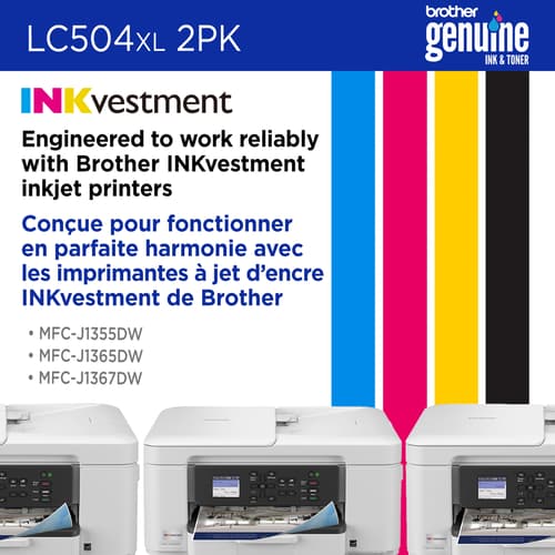 Brother Genuine LC504XL2PKS Twin Pack High Yield Black Ink Cartridges
