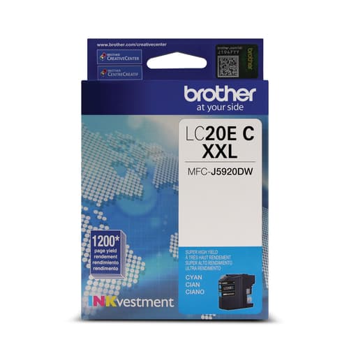 Brother LC20ECS INKvestment Cyan Ink Cartridge, Super High Yield (XXL Series)