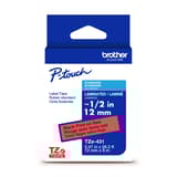 Brother Genuine TZe-431 Black on Red Laminated Tape for TZe-compatible P-touch Label Makers, 12 mm wide x 8 m long
