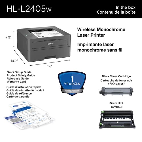 Brother HL-L2405W Home Office-Ready Monochrome Laser Printer with 700 Prints In-box with Refresh Subscription Option