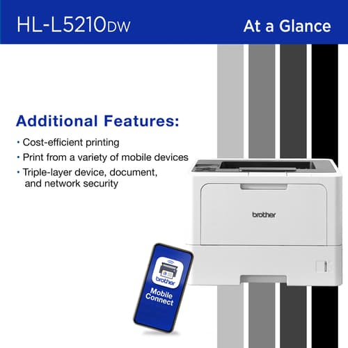 Brother HL-L5210DW Business Monochrome Laser Printer with Duplex Printing and Wireless Networking