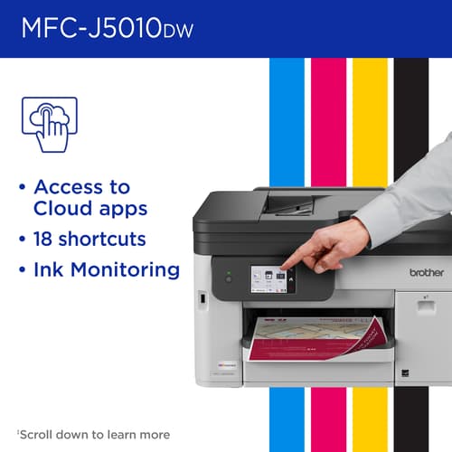Brother INKvestment MFC-J5010DW Wireless Colour Inkjet All-in-One Printer with Automatic 2-sided Copy & Scan with 2.7” Colour Touchscreen