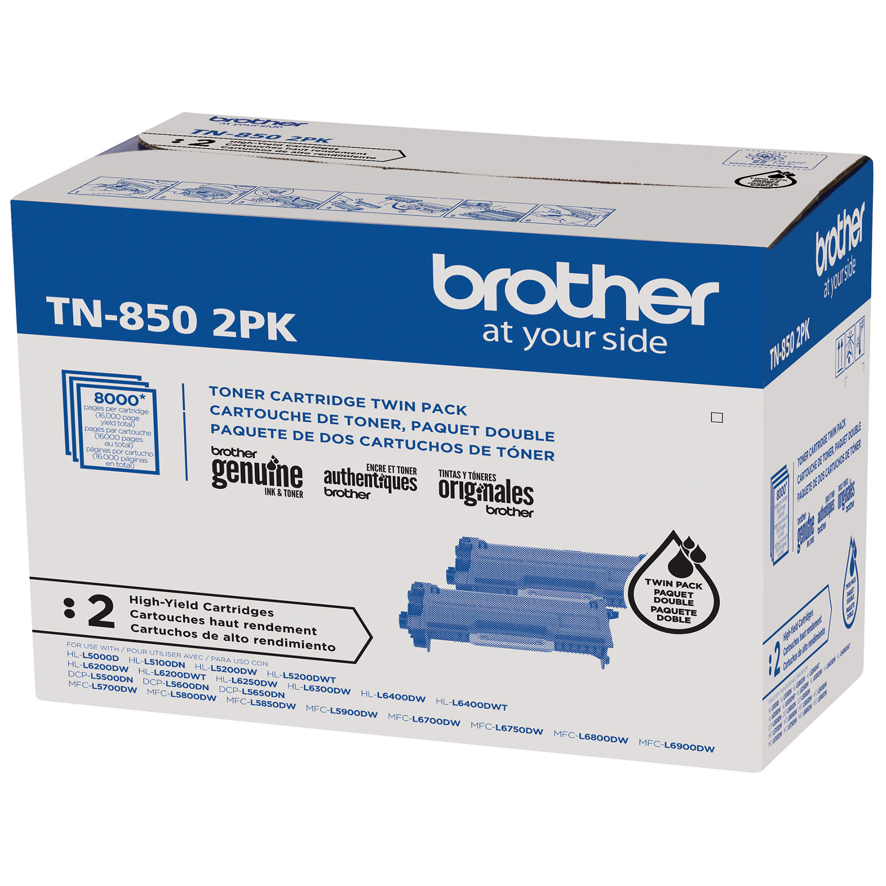 2-Pack Compatible TN-850 High Yield Toner Cartridges For Brother MFC-L5800, L5850DW, L5900DW, L6700DW, L6300DW