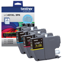 Brother Genuine LC401XL3PKS High-Yield Colour Ink Cartridge 3-Pack