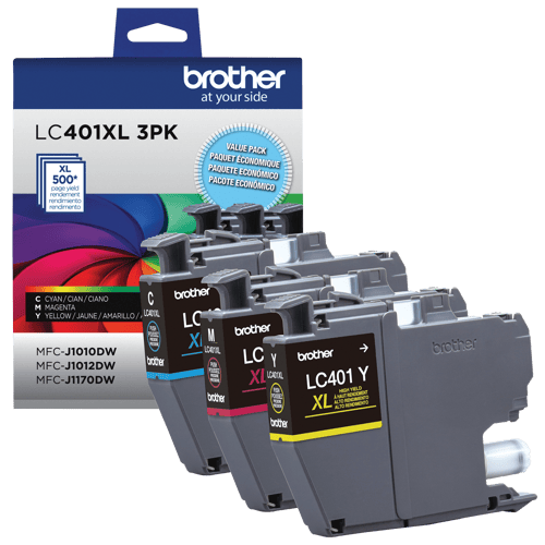 Brother Genuine LC401XL3PKS High-Yield Colour Ink Cartridge 3-Pack