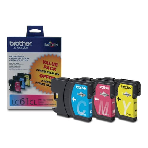 Brother LC613PKS 3-Pack of Innobella  Colour Ink Cartridges, Standard Yield (1 each of Cyan, Magenta, Yellow)