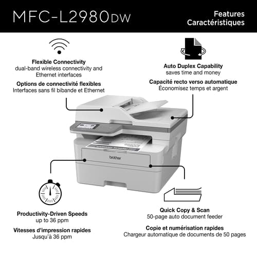 Brother MFC-L2980DW Wireless Compact Monochrome All-in-One Laser Printer