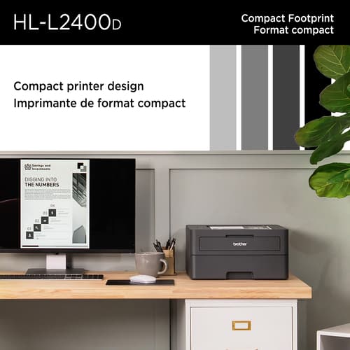 Brother HL-L2400D Home Office-Ready Monochrome Laser Printer with up to 700 Prints In-box