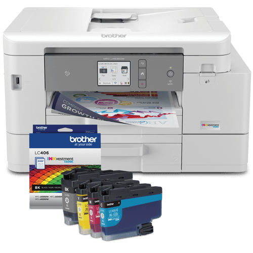 Brother R4535LC406BUND Refurbished INKvestment Tank All-in-One Colour Inkjet Printer and Ink Bundle