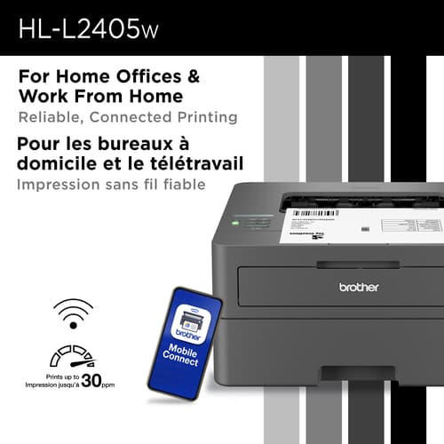 Brother HL-L2405W Refurbished Home Office-Ready Monochrome Laser Printer with 700 Prints In-box with Refresh Subscription Option