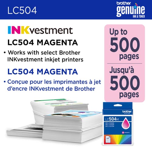 Brother Genuine LC504MS Standard Yield Magenta Ink Cartridge