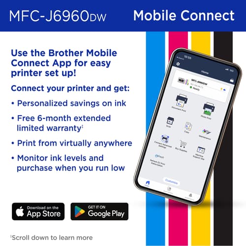 Brother INKvestment MFC-J6960DW Wireless Colour Inkjet All-in-One Printer with 11”x17” capabilities and 3.5” Colour Touchscreen