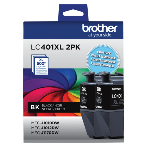 Brother Genuine LC401XL2PKS High-Yield Black Ink Cartridge 2-Pack