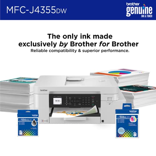 Brother INKvestment MFC-J4355DW Wireless Color Inkjet All-in-One Printer with 1.8” Color Display and Manual Feed Slot
