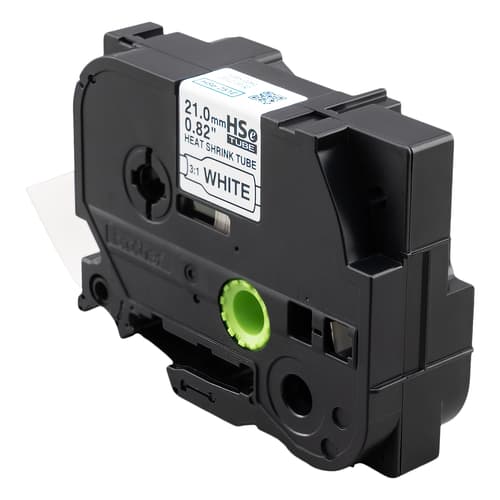 Brother Genuine HSe-251E 21 mm (0.83 in.) Black on White Heat Shrink Tube Tape (3:1 Shrink Ratio)