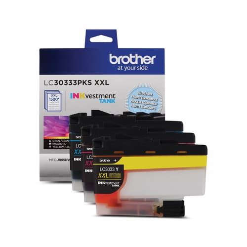 Brother LC30333PKS Genuine Super High-Yield 3-Pack Colour INKvestment Tank Ink Cartridges